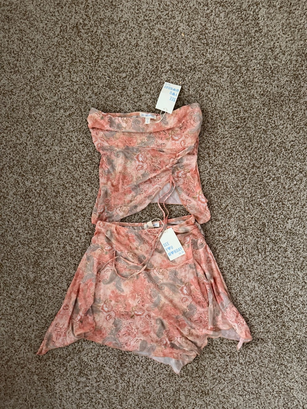 See By Chloe Girls Pink Paisley Two-Piece Skirt Set